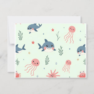 Carte Postale Animaux aquatiques mignons amis de l'océan