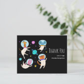 Carte Postale Animaux astronautes mignons flottant dans l'espace (Debout devant)