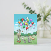 Carte Postale Animaux avec Ballons (Debout devant)