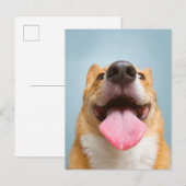 Carte Postale Animaux Bébés les Plus Mignons | Langue de Corgi (Devant / Derrière)