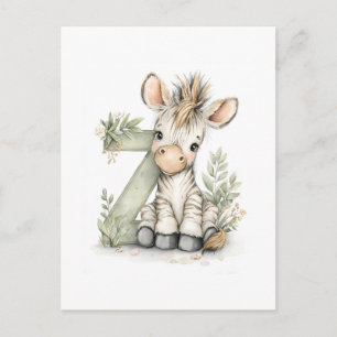 Carte Postale Animaux Bébés Mignons à l'Aquarelle avec Lettres d