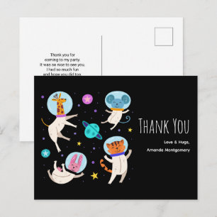 Carte Postale Animaux d'astronaute mignons flottant dans l'espac