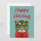 Carte Postale Animaux de bébés cutest | Chandail de Noël de chat (Devant / Derrière)