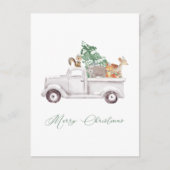 Carte Postale Animaux de bois en vacances de camion blanc (Devant)