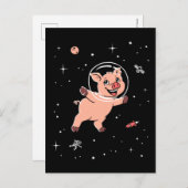 Carte Postale Animaux De Cochon Dans L'Espace (Devant / Derrière)