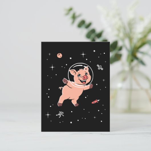Carte Postale Animaux De Cochon Dans L'Espace (Debout devant)