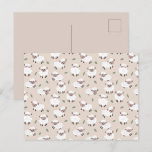 Carte Postale Animaux de ferme mignons dessinés à la main Mouton