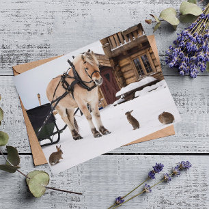 Carte Postale Animaux de ferme parler cheval et lapins