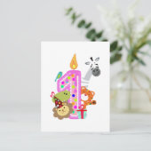 Carte Postale animaux de fête du zoo de bougies pour le premier  (Debout devant)