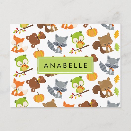 Carte Postale Animaux de forêt, Animaux de forêt, Votre nom (Devant)