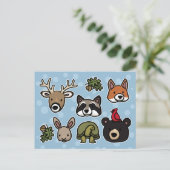 Carte Postale Animaux de forêt mignons et conviviaux (Debout devant)