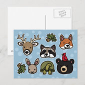 Carte Postale Animaux de forêt mignons et conviviaux (Devant / Derrière)