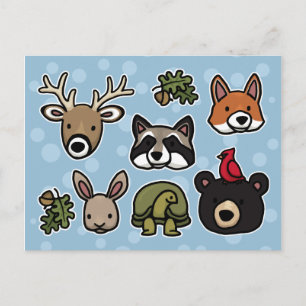 Carte Postale Animaux de forêt mignons et conviviaux