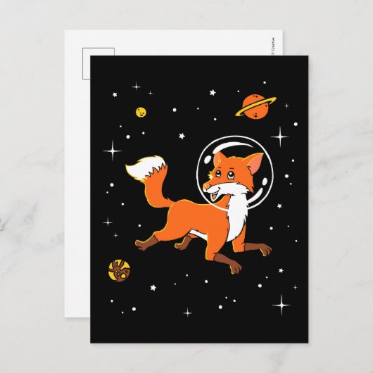 Carte Postale Animaux de Fox dans l'espace (Devant / Derrière)