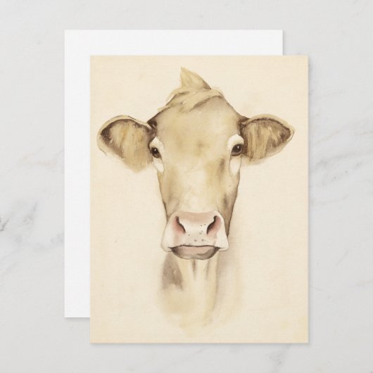 Carte Postale Animaux de grange à l'aquarelle | Vache (Devant / Derrière)