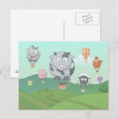 Carte Postale Animaux de la ferme à ballon à air chaud (Devant / Derrière)