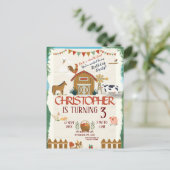 Carte Postale Animaux de la ferme aquarelle Moderne 1er annivers (Debout devant)