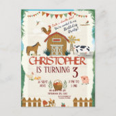 Carte Postale Animaux de la ferme aquarelle Moderne 1er annivers (Devant)