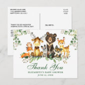 Carte Postale Animaux de la forêt à l'aquarelle Remerciements Ba (Devant / Derrière)