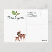 Carte Postale Animaux de la forêt aquarelle Merci (Dos)