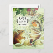 Carte Postale Animaux de la forêt de Noël vintage Inspirant (Devant / Derrière)