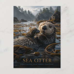 Carte Postale Animaux de la forêt de varech de loutre de mer