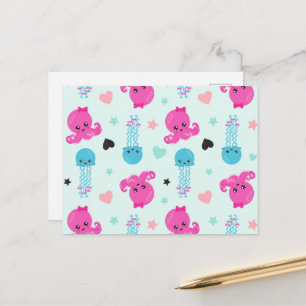 Carte Postale Animaux de mer, Vie de mer, poulpe, méduses, Coeur