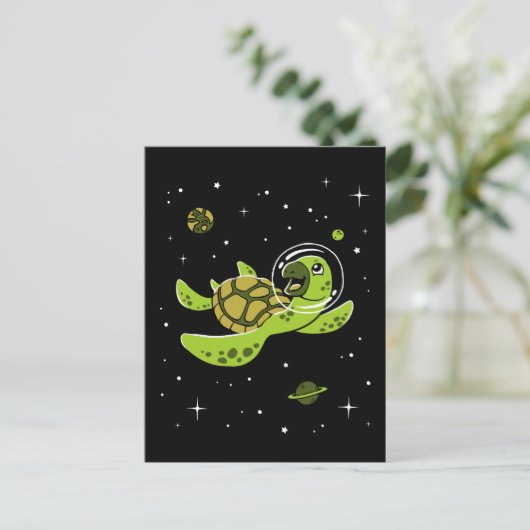 Carte Postale Animaux de tortues dans l'espace (Debout devant)