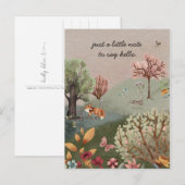 Carte Postale Animaux des Bois Renard Lapin Fleurs (Devant / Derrière)