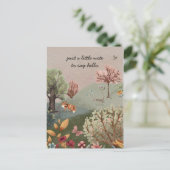 Carte Postale Animaux des Bois Renard Lapin Fleurs (Debout devant)