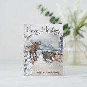 Carte Postale Animaux des bois Vacances d'hiver (Debout devant)