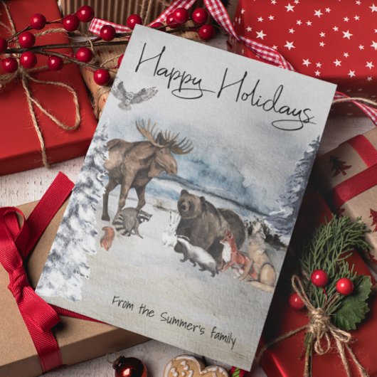 Carte Postale Animaux des bois Vacances d'hiver