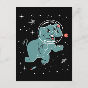 Carte Postale Animaux éléphants dans l'espace