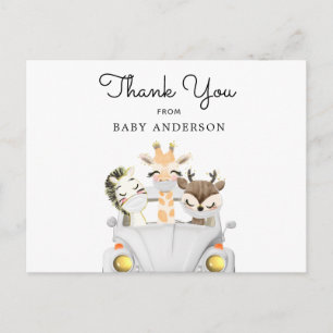 Carte Postale Animaux en Masques lecteur par Baby shower Merci