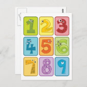 Carte Postale Animaux et numéros (Devant / Derrière)