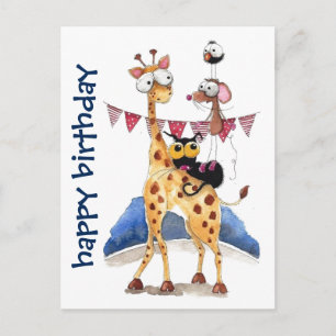 Carte postale - Animaux fantaisistes Joyeux Annive