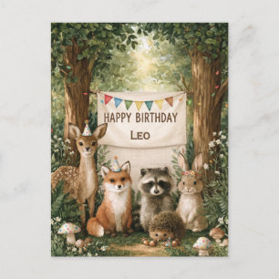 Carte Postale Animaux mignons célébrant un anniversaire avec une
