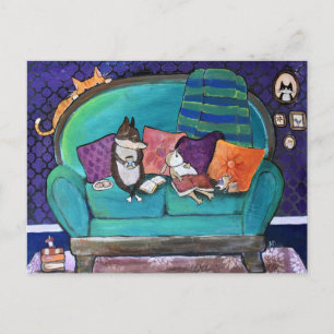 Carte Postale Animaux mignons du club de lecture - Art fantaisis