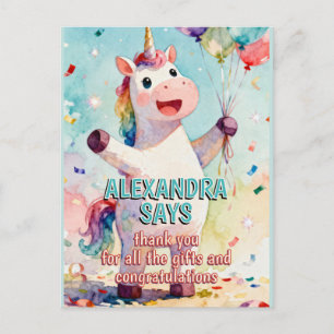 Carte Postale Animaux pour Anniversaire d'Enfant - Licorne Migno