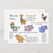 Carte Postale Animaux sauvages Faits amusants (Devant / Derrière)