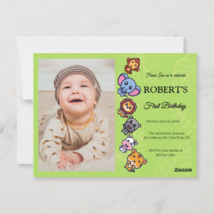 Carte Postale animaux sauvages premier anniversaire