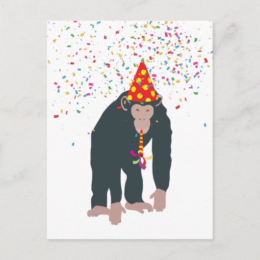 Carte Postale Animaux singes chimpanzés faisant la fête lors d'u (Devant)