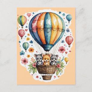 Carte Postale Animaux sur un ballon