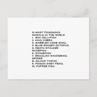 Carte Postale Animaux toxiques