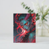 Carte Postale Anime à cornes rouges fille (Debout devant)