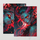 Carte Postale Anime à cornes rouges fille (Devant / Derrière)