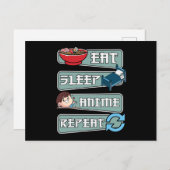 Carte Postale Anime de sommeil manger répéter japonais | Kawaii (Devant / Derrière)