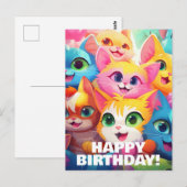 Carte Postale Anime drôles de chatons Coupent un joyeux annivers (Devant / Derrière)