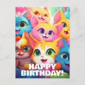 Carte Postale Anime drôles de chatons Coupent un joyeux annivers (Devant)