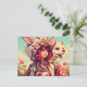 Carte Postale Anime fille avec créature imaginaire, post-croisem (Debout devant)